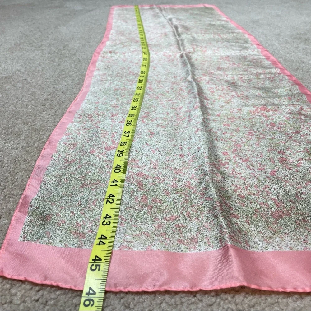 Echo 100% Silk Scarf 15x46 Rectangular Pink Cream Green Dainty and Feminine
